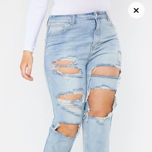 Distressed mom jeans